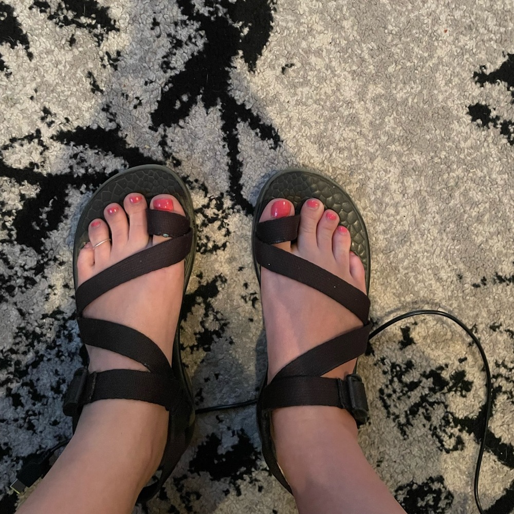 Chaco Dark Purple Sandals, Women, almost looks black. Size 8